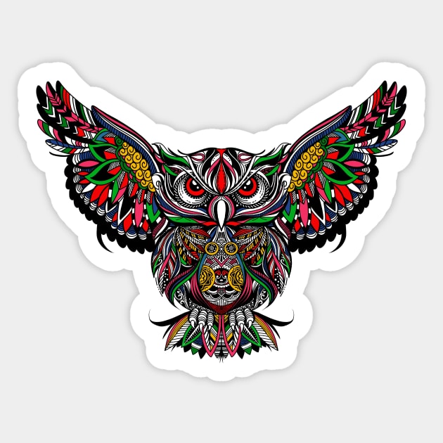 Owl with open wings and claws. Sticker by 9georgeDoodle